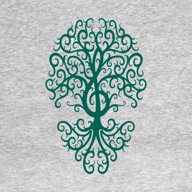 Teal Blue Musical Treble Clef Tree by jeffbartels